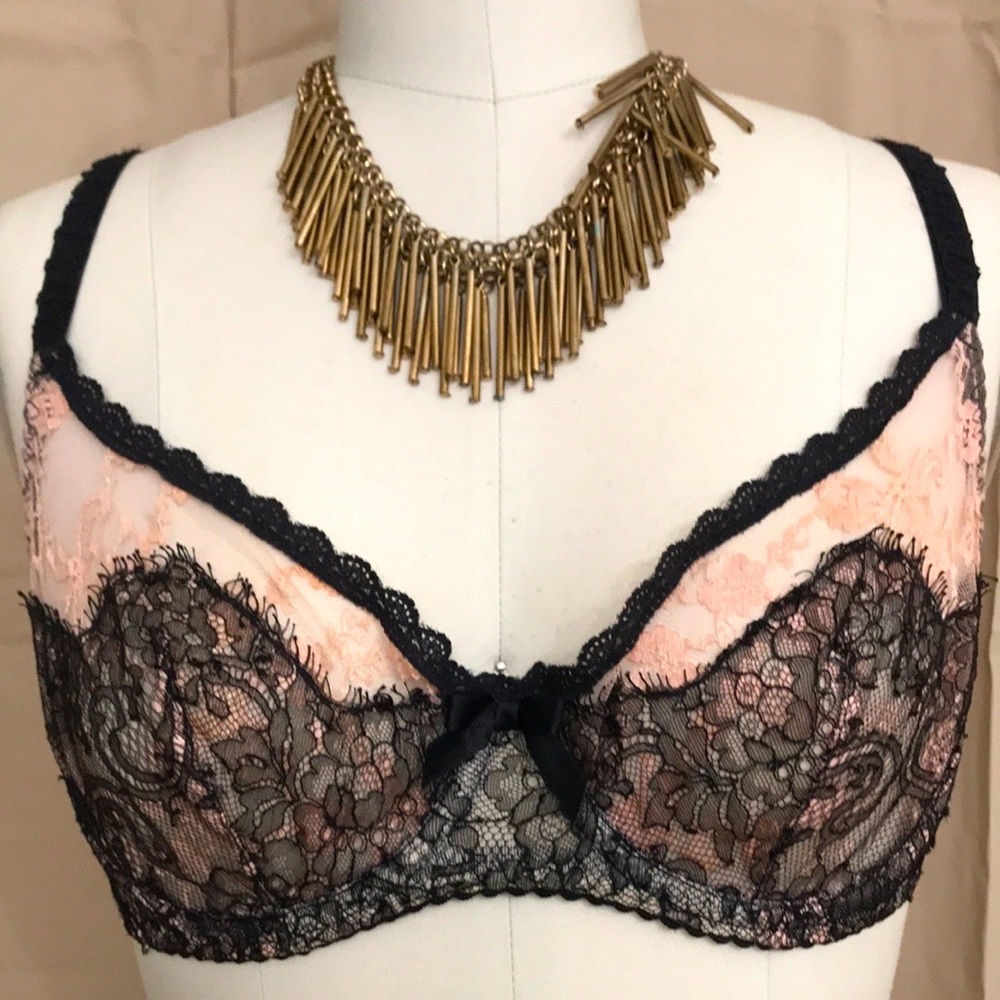 Agent Provocateur Single Pink & Black Underwire Lace Bra US 32DD